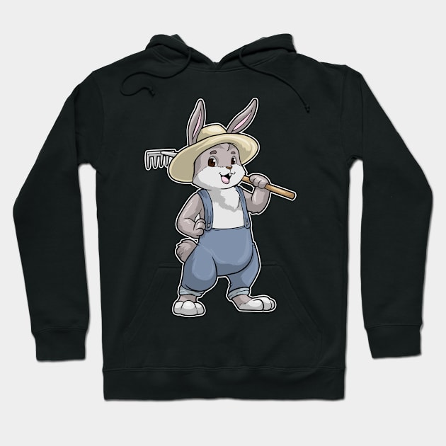 Rabbit as Farmer with Rake Hoodie by Markus Schnabel